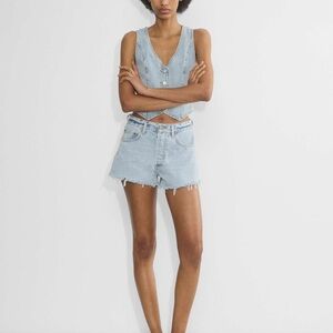 Denim Forum Light Wash Ex Boyfriend High Rise Shorts